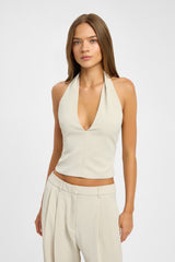 Opal Deep Vee Halter Top